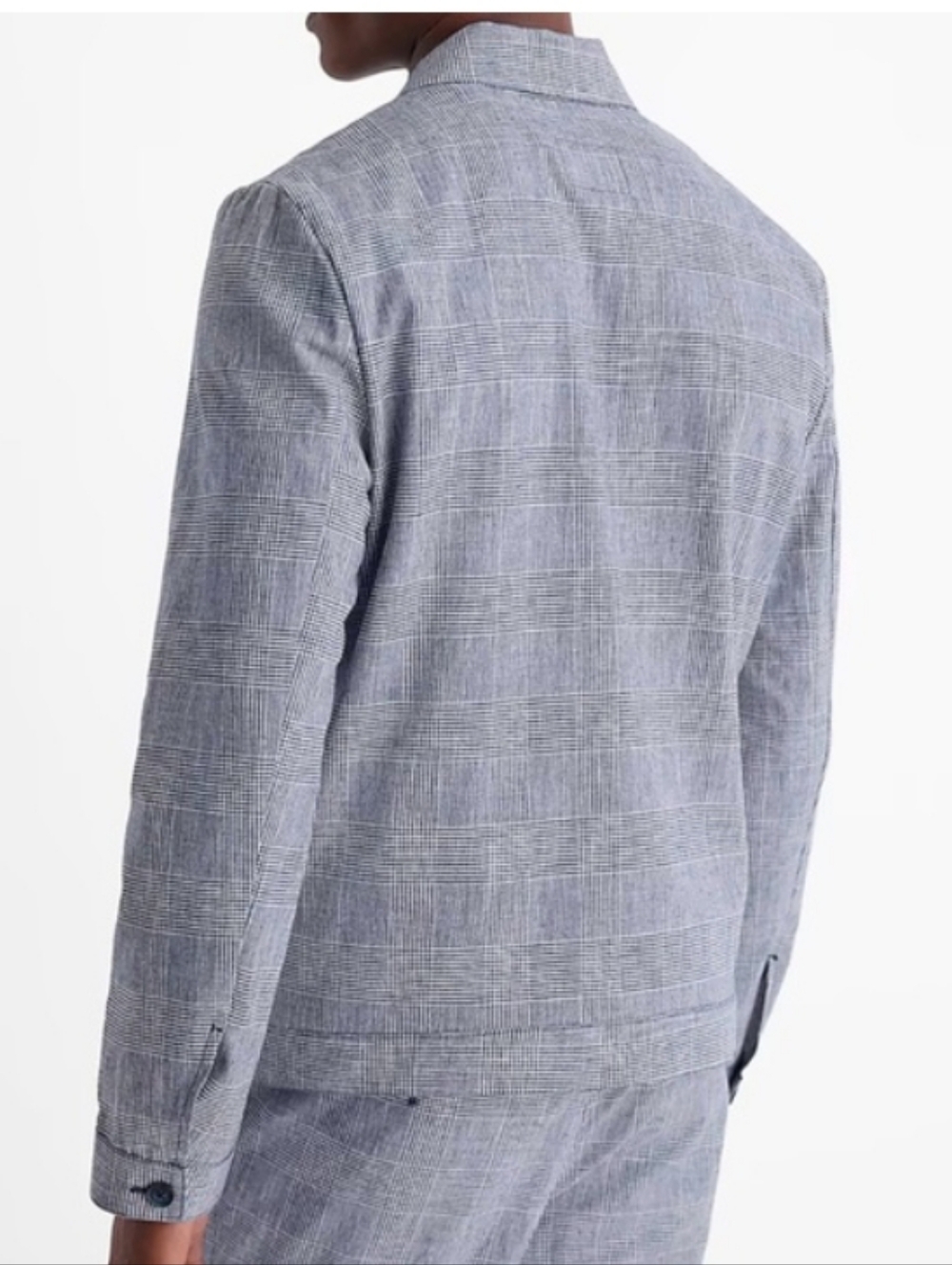 Express Linen Blend Windowpane Plaid Shirt Jacket Lightweight Shacket - Picture 2 of 8